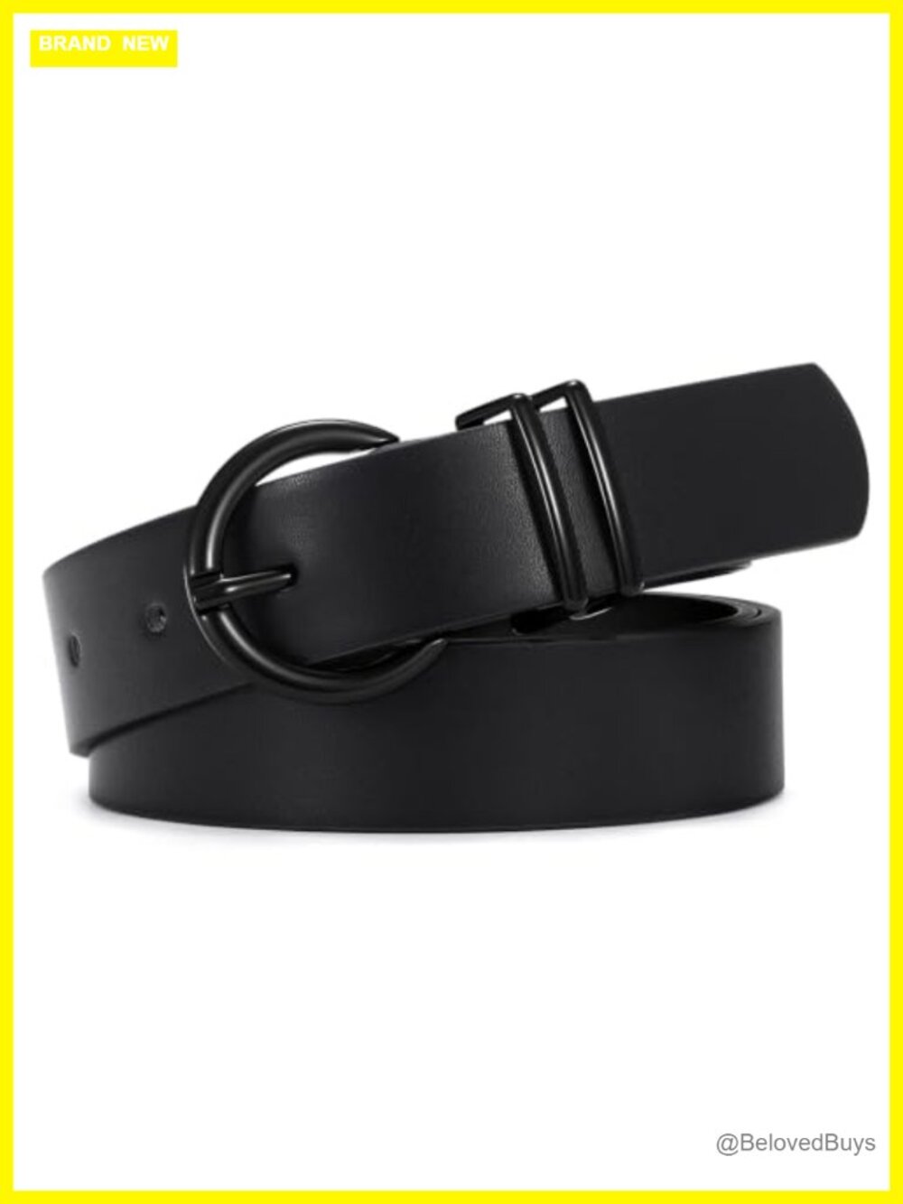 Faux Leather Women's Belt with Curved Metal Pin Buckle